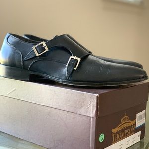 Thompson Crust Blue Double Monk Strap Shoes
